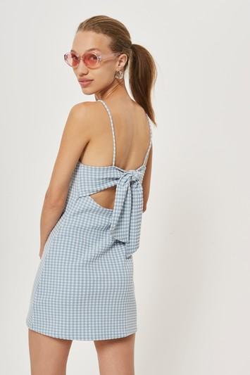 Topshop Petite Gingham Mini Pinafore Dress