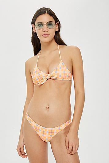 Topshop Check Tie Crop Top