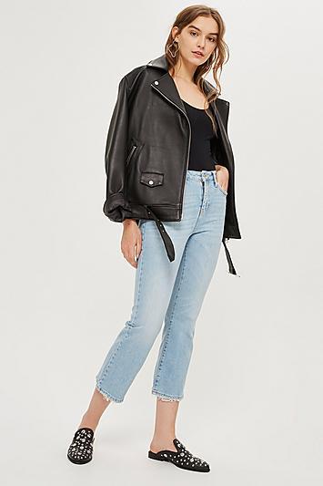 Topshop Bleach Dree Cropped Kick Flared Jeans