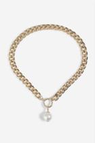 Topshop *chunky Chain Pearl Drop Necklace