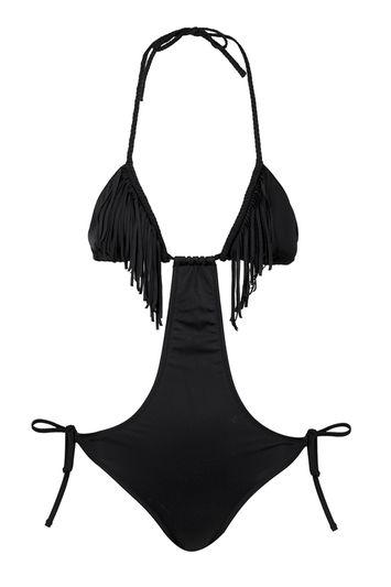 Topshop Fringed Halter Swimsuit