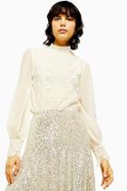 Topshop Tall Idol Embroidered Cutwork Blouse
