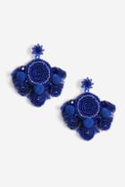 Topshop Blue Pom And Bead Earrings