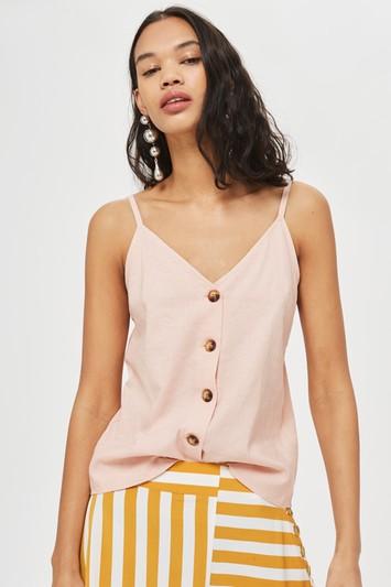 Topshop Pink Button Through Camisole Top