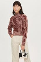 Topshop Pleated Tweed Cable Jumper