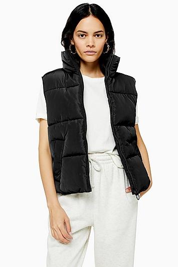 Topshop Black Puffer Gilet