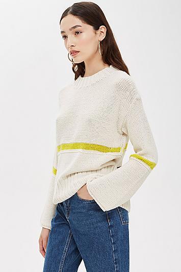 Topshop Natural Yarn Striped Jumper