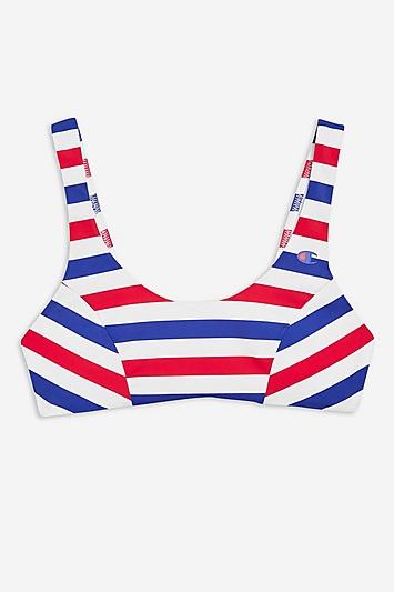 Topshop Stripe Bikini Top By Champion