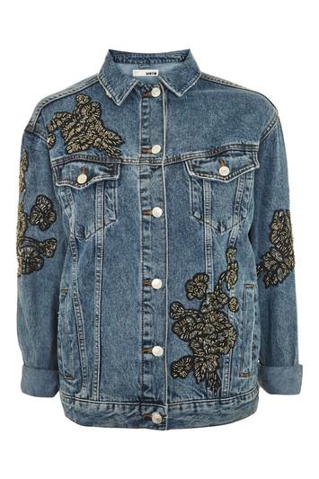 Topshop Moto Embellished Denim Jacket