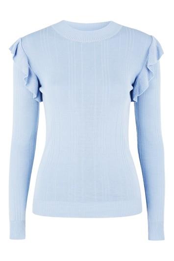 Topshop *ruffle Ribbed Knitted Top By Glamorous