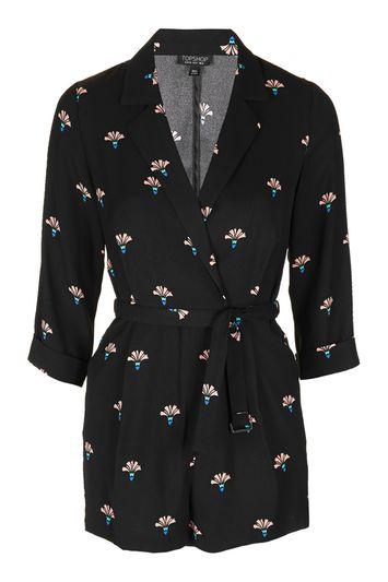 Topshop Wrap Front Printed Playsuit