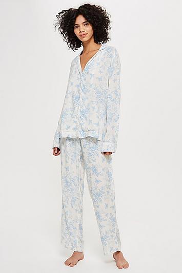 Topshop Printed Shirt And Trousers Pyjama Set