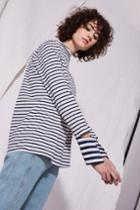 Topshop *striped Cut Cuff Sleeve Top By Boutique