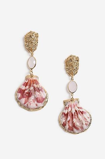 Topshop Shell And Stone Drop Earrings