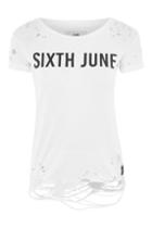 Topshop Distressed Logo T-shirt By Sixth June