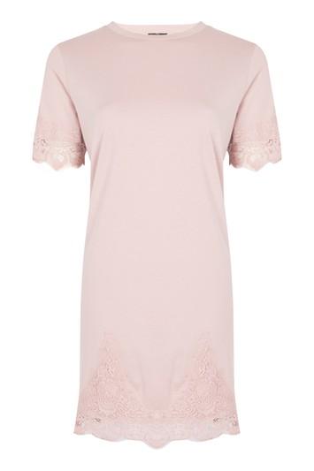 Topshop Petite Lace Petal T-shirt Dress