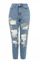 Topshop Moto Limited Edition Gemstone Super Rip Mom Jeans