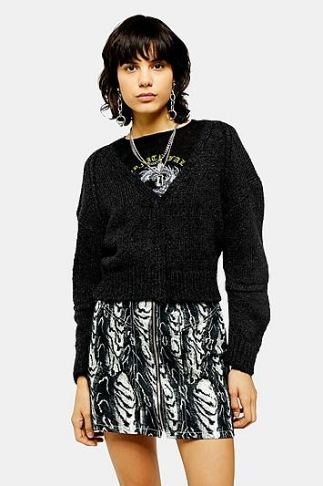 Topshop Idol Banana Sleeve Cropped Cardigan