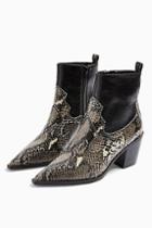 Topshop *wide Fit Bliss Snake Western Boots