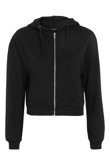 Topshop Zip Crop Hoodie