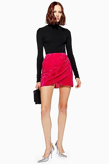 Topshop Petite Velvet Drape Mini Skirt