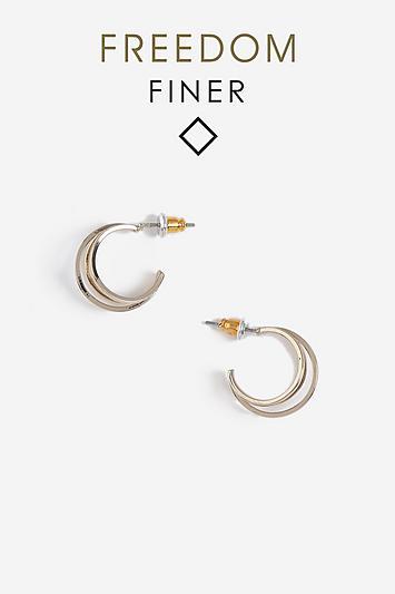 Topshop Finer Three Row Hoop Earrings