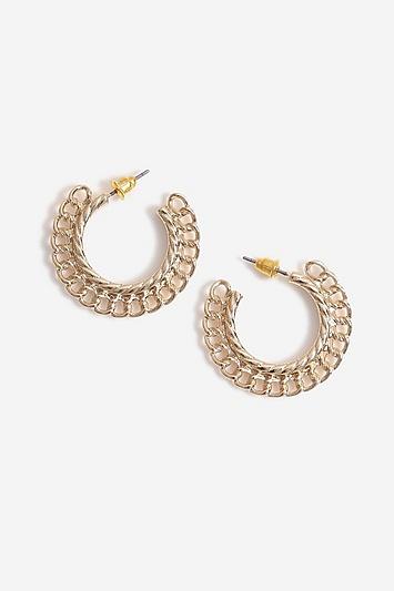 Topshop Chain Edge Textured Hoops