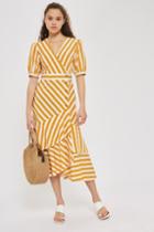 Topshop Cutabout Stripe Ruffle Midi Dress