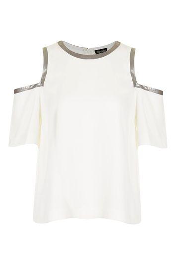 Topshop Cold Shoulder Metallic Blouse