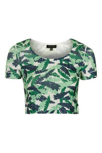 Topshop Tropical Print Knitted Top