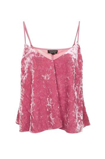 Topshop Velvet Swing Pink Cami Top