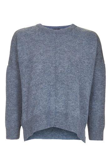 Topshop Petite Zip Side Neck Crew Knitted Jumper