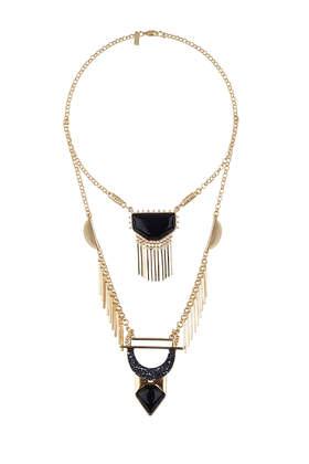 Topshop Semi Precious And Stick Drop Multirow Necklace