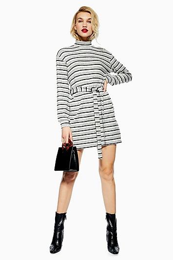Topshop Stripe Belt Mini Dress