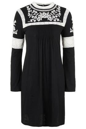Topshop Tall Embroidered Smock Dress