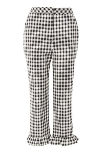 Topshop Gingham Frill Hem Trousers