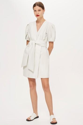 Topshop *leather Wrap Mini Dress By Boutique