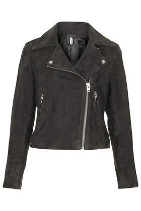 Topshop Suede Boxy Biker Jacket