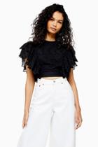Topshop Broderie Frill Crop Blouse