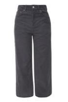 Topshop Moto Navy Cord Cropped Wide Leg Jeans