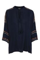 Topshop Long Sleeve Embroidered Tunic