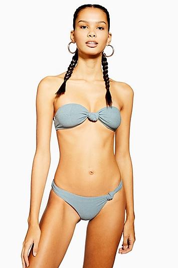 Topshop Slate Greyvelour Knot Bikini Bottoms