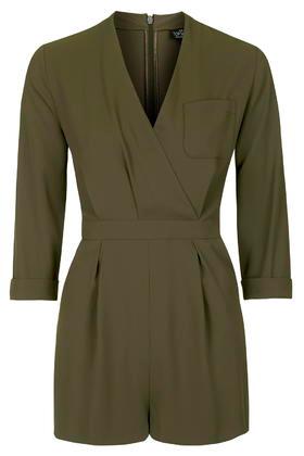 Topshop Petite Drape Front Playsuit