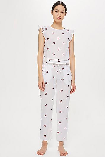 Topshop All Over Embroidered Trousers