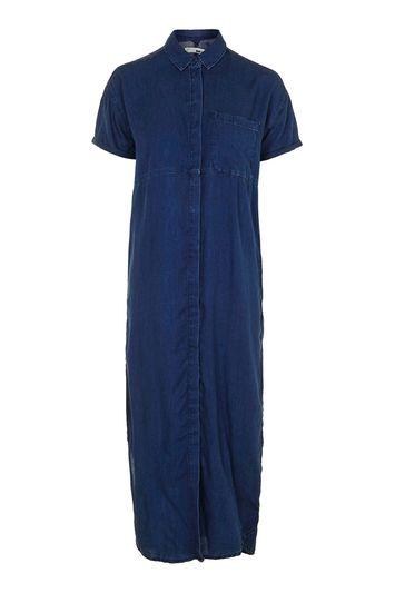 Topshop Moto Navy Maxi Shirt Dress