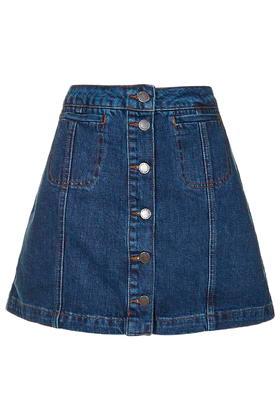 Topshop Petite Denim Button Front Skirt