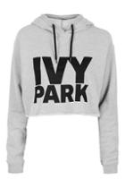 Topshop Cropped Logo Detailed Hoodie By Ivy Park