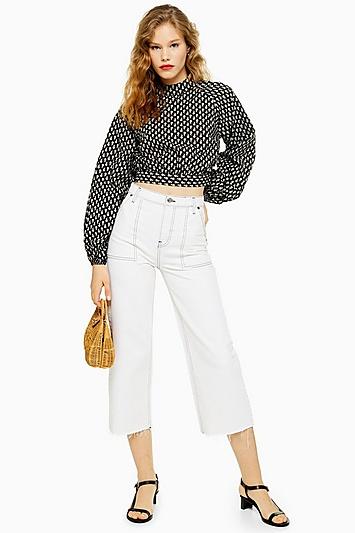 Topshop Off White Pocket Crop Jeans