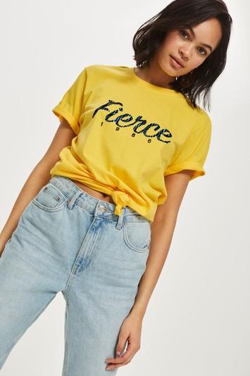 Topshop Petite 'fierce' Slogan T-shirt