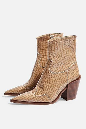 Topshop Howdie Leather Western Boots 